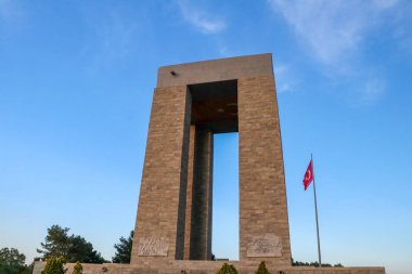 Canakkale Martyrs' Memorial against to Dardanelles Strait