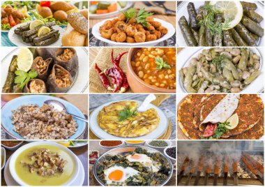 Geleneksel lezzetli Türk yemekleri kolaj. Gıda kavramı fotoğraf.