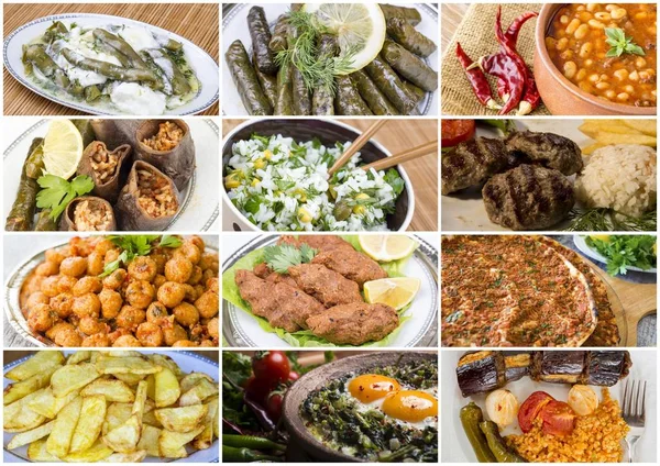 Hagyományos török ínycsiklandó kollázs. Élelmiszer koncepció fénykép. — Stock Fotó