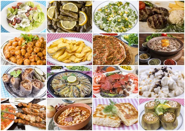 Collage traditionnel de délicieux aliments turcs. Photo concept alimentaire . — Photo