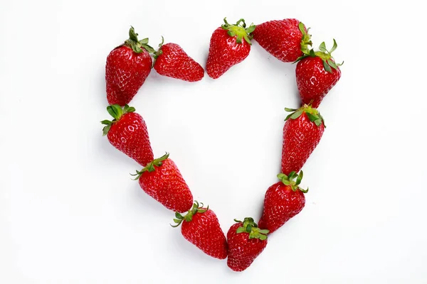 Fresh Organic Strawberry Fruits White Background — Stock Photo, Image