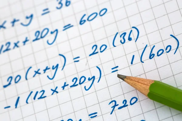 Close Fórmulas Matemáticas Escritas Mão Conceito Educação — Fotografia de Stock