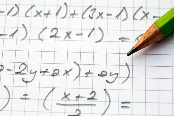 Close Fórmulas Matemáticas Escritas Mão Conceito Educação — Fotografia de Stock