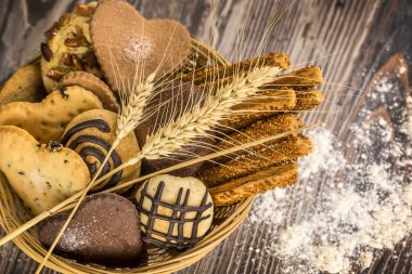 Hamur işi, lezzetli kurabiyeler. Floury, spike konsept fotoğraf.