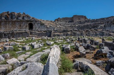Antik Yunan kenti Priene 'deki Athena Tapınağı kalıntıları, Türkiye / Aydın
