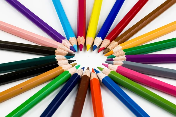 Lápices Color Aislados Fondo Cerca — Foto de Stock
