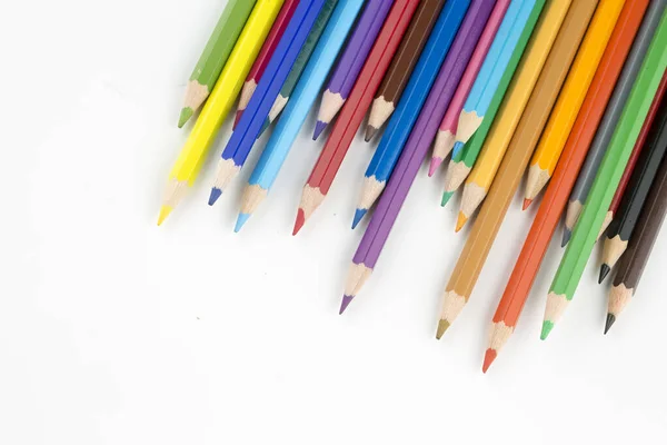 Lápices Color Aislados Fondo Cerca — Foto de Stock