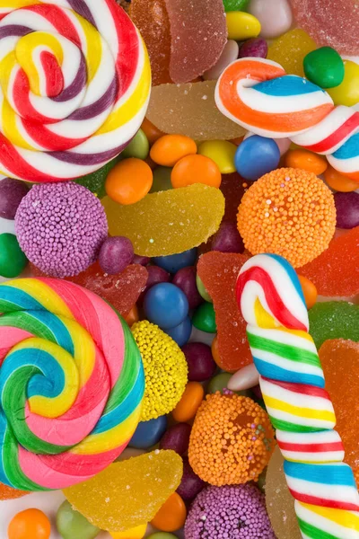 Colorful Lollipops Different Colored Candy Top View — Stock Photo, Image