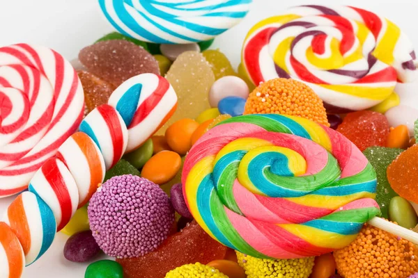 Colorful Lollipops Different Colored Candy Top View — Stock Photo, Image