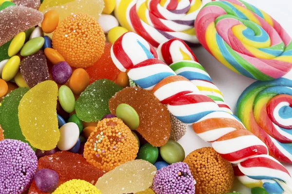 Colorful Lollipops Different Colored Candy Top View — Stock Photo, Image