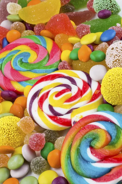 Colorful Lollipops Different Colored Candy Top View — Stock Photo, Image