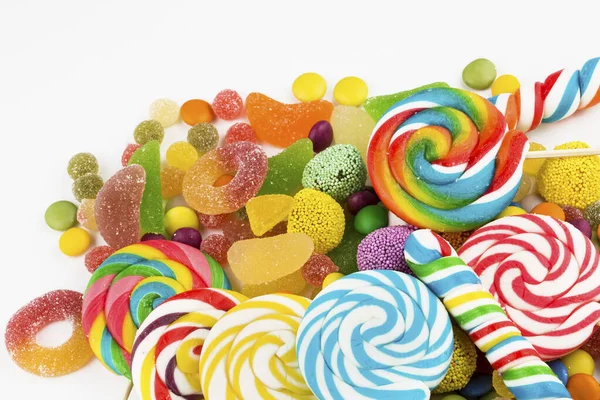 Colorful Lollipops Different Colored Candy Top View — Stock Photo, Image