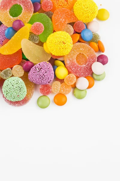 Kleurrijke Lolly Verschillende Gekleurde Ronde Snoep Bovenaanzicht — Stockfoto