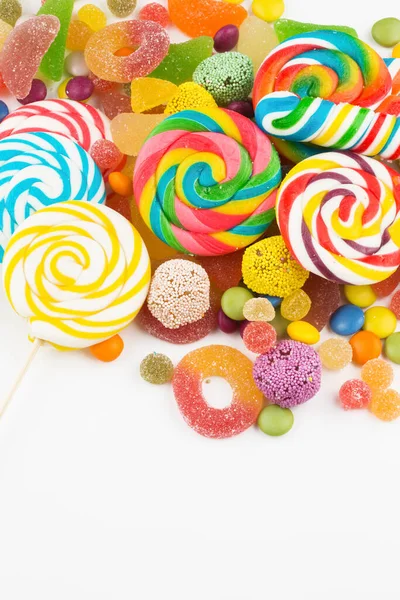 Colorful Lollipops Different Colored Candy Top View — Stock Photo, Image