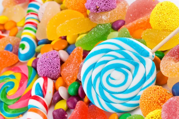 Colorful Lollipops Different Colored Candy Top View — Stock Photo, Image