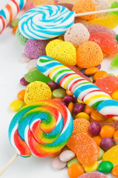 Colorful Lollipops Different Colored Candy Top View — Stock Photo, Image