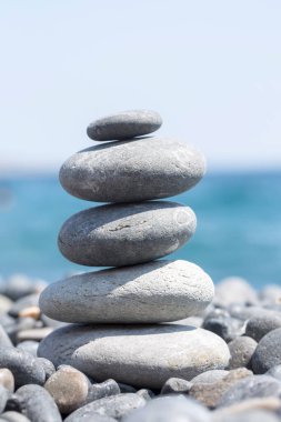 Deniz sahili arka planında taş kulesi