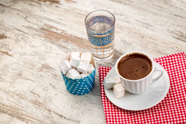 Turkish Coffee Delight Traditional Copper Serving Set — Stock Photo, Image