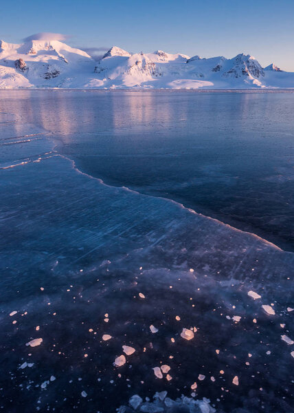 norway landscape nature of the mountains of Spitsbergen Longyearbyen  Svalbard   arctic ocean winter  polar day sunset sky