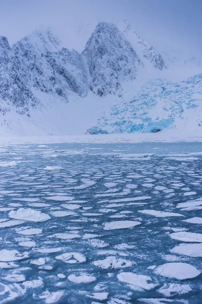 Noordse Landschap Ijs Natuur Van Gletsjer Bergen Van Spitsbergen Longyearbyen — Stockfoto