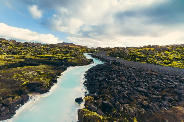 Blue Lagoon Pobliżu Reykjavik Islandia Słynny Islandzki Arktyczny Thermal Spa — Zdjęcie stockowe