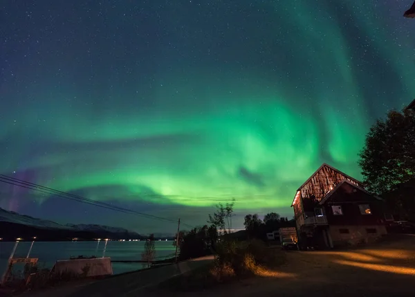 Aurora Boreal Polar Ártica Aurora Boreal Estrella Del Cielo Escandinavia —  Fotos de Stock