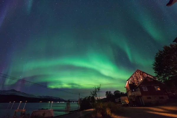 Aurora Boreal Polar Ártica Aurora Boreal Estrella Del Cielo Escandinavia —  Fotos de Stock