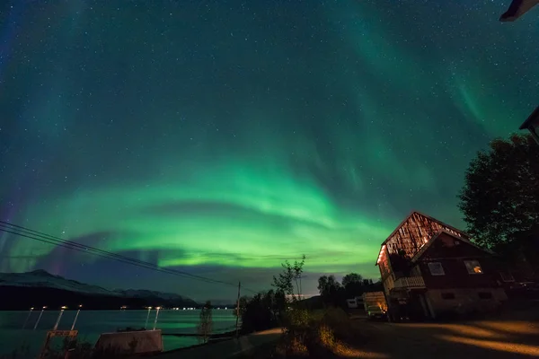 Aurora Boreal Polar Ártica Aurora Boreal Estrella Del Cielo Escandinavia —  Fotos de Stock