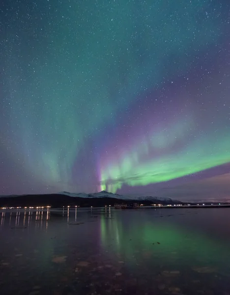 Aurora Boreal Polar Ártica Aurora Boreal Estrella Del Cielo Escandinavia —  Fotos de Stock