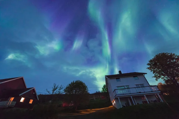 Polar Arctic Northern Lights Aurora Borealis Sky Star Scandinavia Norway — Stock Photo, Image