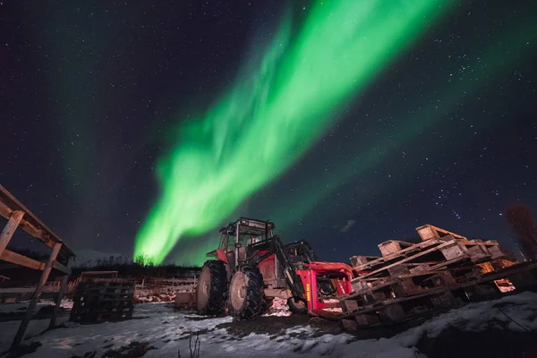 Las Luces Polares Árticas Del Norte Aurora Boreal Estrella Del — Foto de Stock