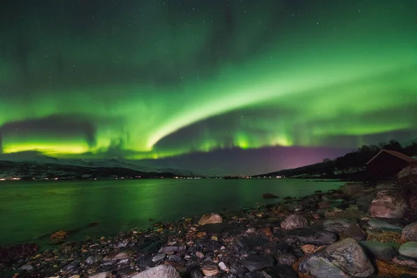 Norveç Svalbard Longyearbyen Şehir Dağlarda Tromso Kutup Kutup Kuzey Işıkları — Stok fotoğraf