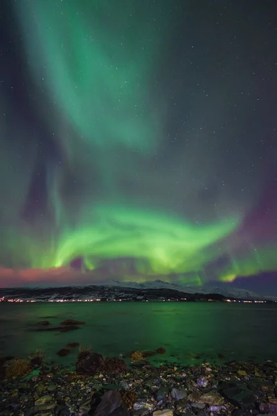 Polar Ártica Aurora Boreal Aurora Boreal Cielo Estrella Noruega Svalbard —  Fotos de Stock