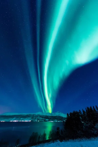 Polarlichter Polarlichter Polarlichter Polarlichter Polarlichter Nordstern Skandinavien Norwegischer Tromso Bauernhof — Stockfoto