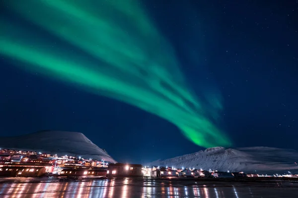 Ártico Polar Luzes Norte Aurora Boreal Céu Estrela Noruega Svalbard — Fotografia de Stock