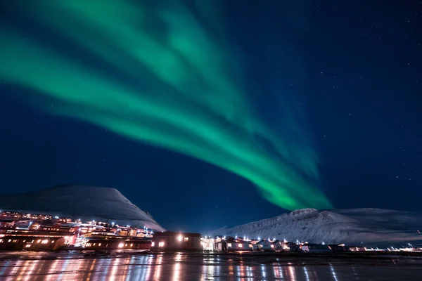 Polar Arctic Northern Lights Aurora Borealis Sky Star Norway Svalbard — Stock Photo, Image