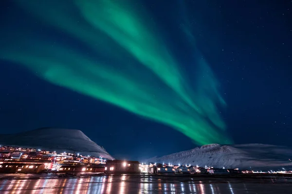 Las Luces Árticas Polares Aurora Boreal Cielo Estrella Noruega Svalbard —  Fotos de Stock