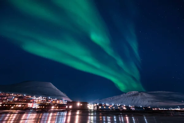 Ártico Polar Luzes Norte Aurora Boreal Céu Estrela Noruega Svalbard — Fotografia de Stock