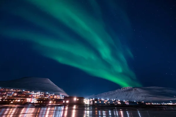 Ártico Polar Luzes Norte Aurora Boreal Céu Estrela Noruega Svalbard — Fotografia de Stock