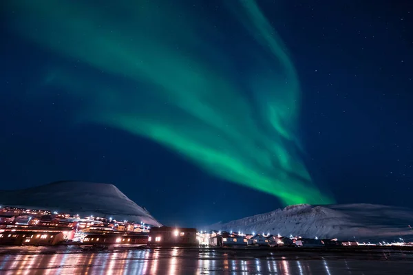 Ártico Polar Luzes Norte Aurora Boreal Céu Estrela Noruega Svalbard — Fotografia de Stock