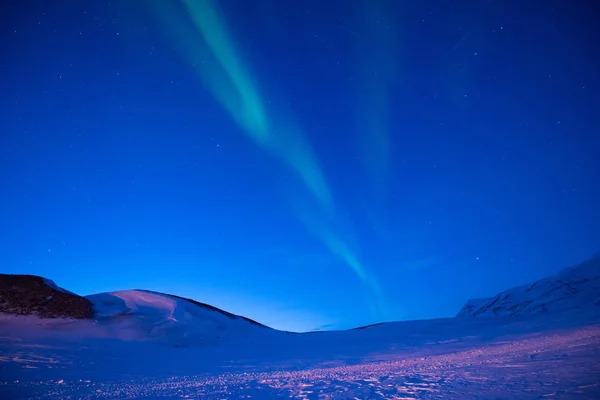 Polar Arktiska Norrsken Aurora Borealis Himlen Stjärna Norge Svalbard Longyearbyen — Stockfoto