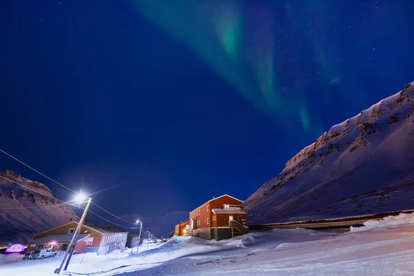 Longyearbyen Svalbard Norvégia Január 2019 Sarki Sarkvidéki Northern Lights Aurora — Stock Fotó