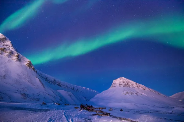 Artico Polare Aurora Boreale Cielo Stella Norvegia Viaggio Svalbard Longyearbyen — Foto Stock