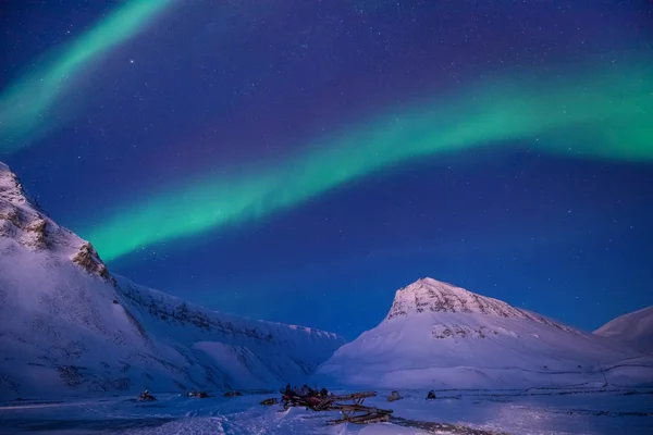 Polar Arktiska Norrsken Aurora Borealis Sky Stjärnan Norge Resa Svalbard — Stockfoto