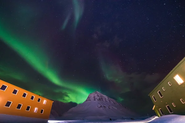 Polar Arktiska Norrsken Aurora Borealis Sky Stjärnan Norge Resa Svalbard — Stockfoto