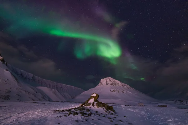 Ártico Polar Luzes Norte Aurora Boreal Céu Estrela Noruega Viagem — Fotografia de Stock