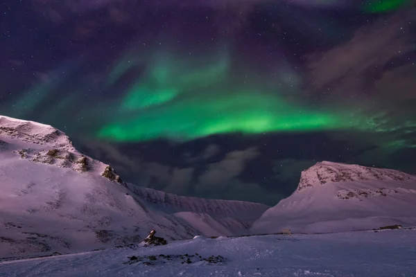 Las Luces Polares Árticas Del Norte Aurora Boreal Cielo Estrella — Foto de Stock