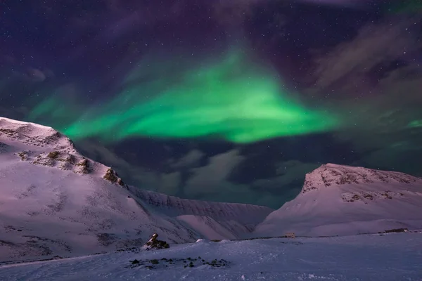 Polar Arktiska Norrsken Aurora Borealis Sky Stjärnan Norge Resa Svalbard — Stockfoto