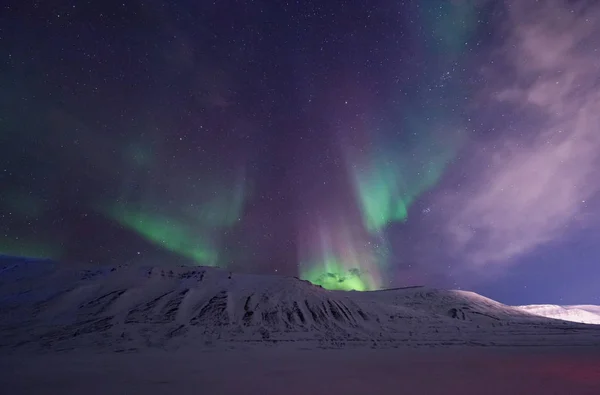 Sarki Sarkvidéki Northern Lights Aurora Borealis Csillagos Norvégiában Utazási Város — Stock Fotó