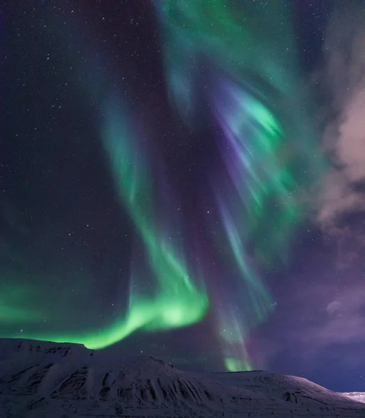 Las Luces Polares Árticas Del Norte Aurora Boreal Cielo Estrella — Foto de Stock